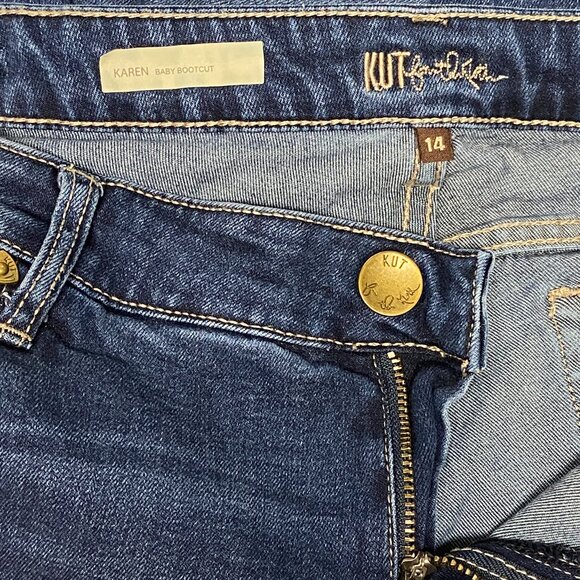 High Rise Karen Baby Bootcut Faded Denim Jeans Medium Wash Kut from the Kloth 14 - Picture 12 of 13